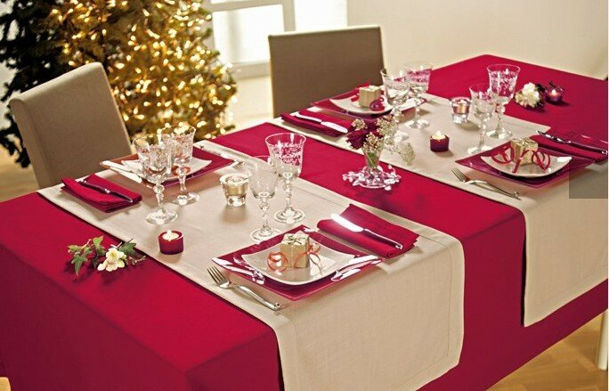 сервировка новогоднего стола, как украсить новогодний стол, европейский стиль украшения стола на Новый год